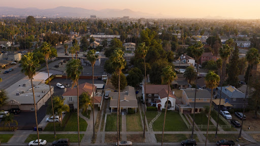 Sunset aerial view of San Bernardino