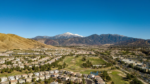 Snow Capped Mount San Gorgonio above Yucaipa Valley Golf Course, San Bernardino Mountains, Southern California